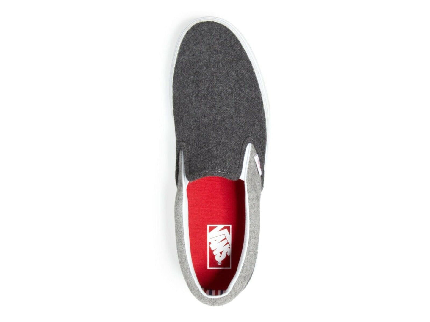 Vans Classic Slip On (Wool Sport) Pewter Gray White Womens Casual Shoes