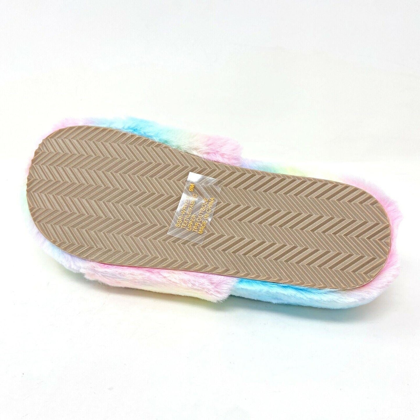 Sugar Wryde Tie Dye Platform Womens Fluffy Slip On Fur Warm Slipper Sandals