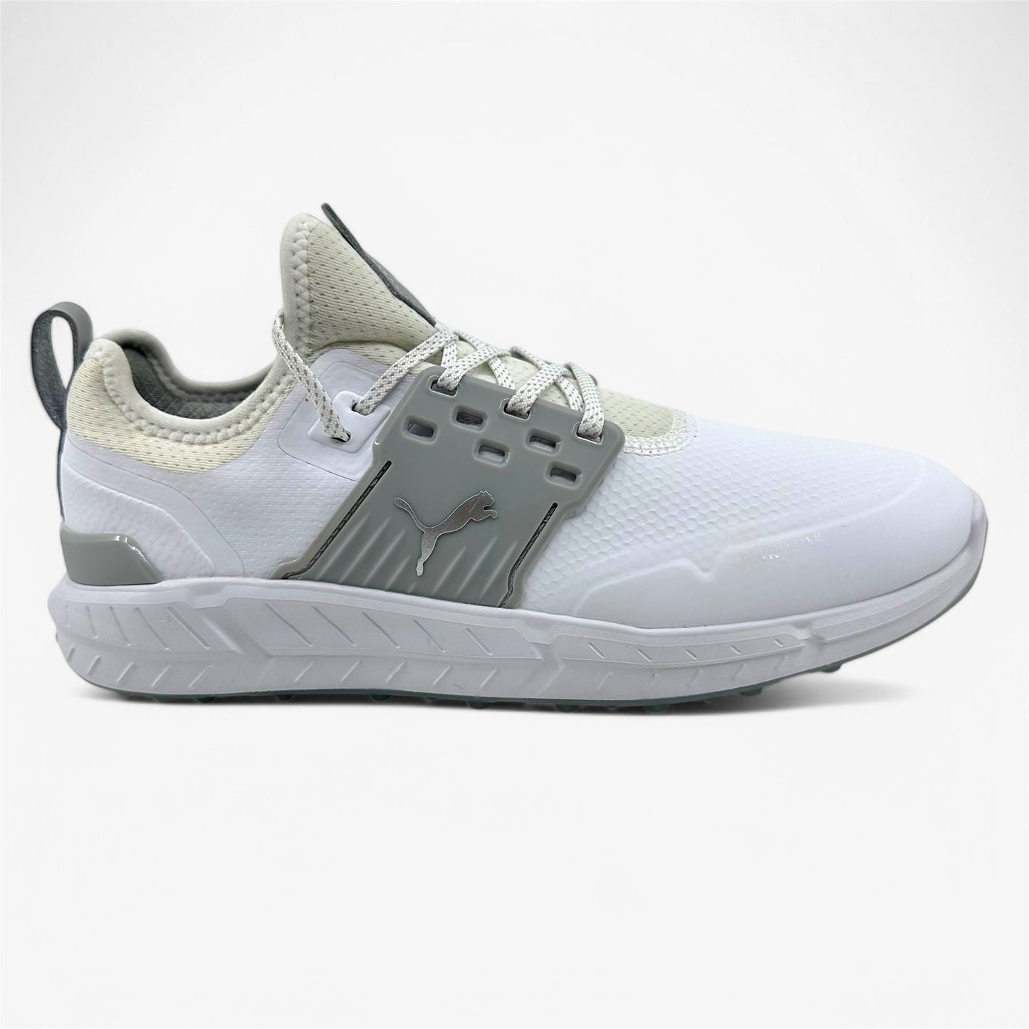 PUMA Ignite Articulate White Silver High Rise Mens Wide Waterproof Golf Shoes