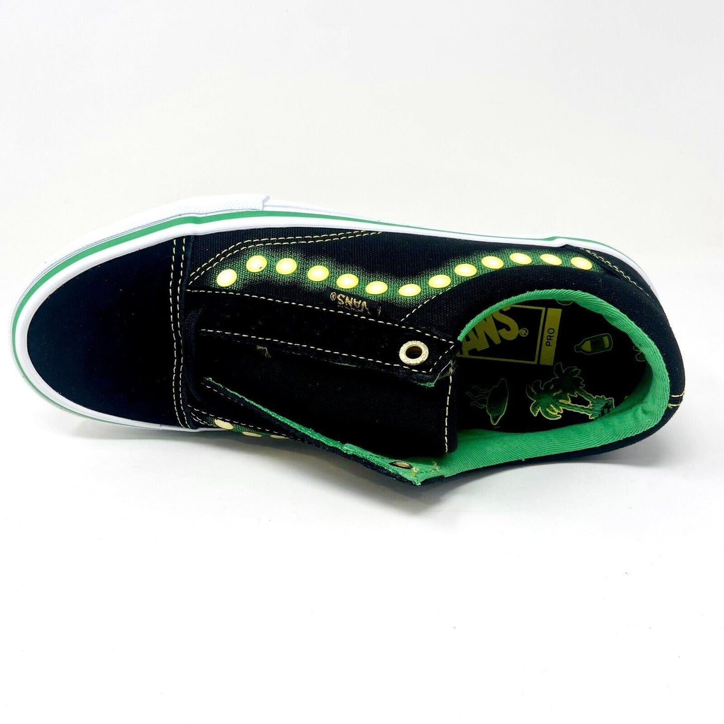 Vans Old Skool Pro (Shake Junt) Black White Green Mens Suede Shoes Sneakers