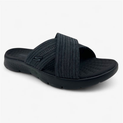Skechers Go Walk Flex Butterfly Bliss Black Gray Womens Sandal Slip-On