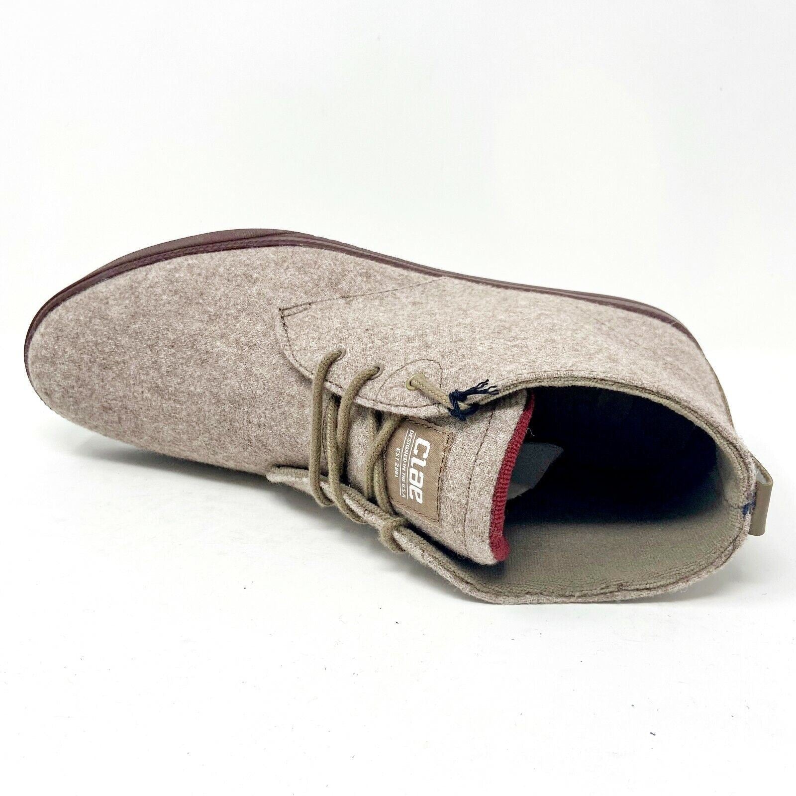 Clae Strayhorn Textile Sage Wool Oxblood Mens Casual Sneakers