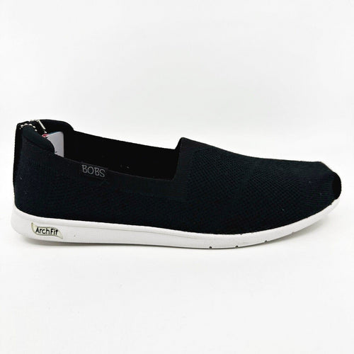 Skechers Arch Fit Plush Breeze Babe Black Womens Slip On Shoes