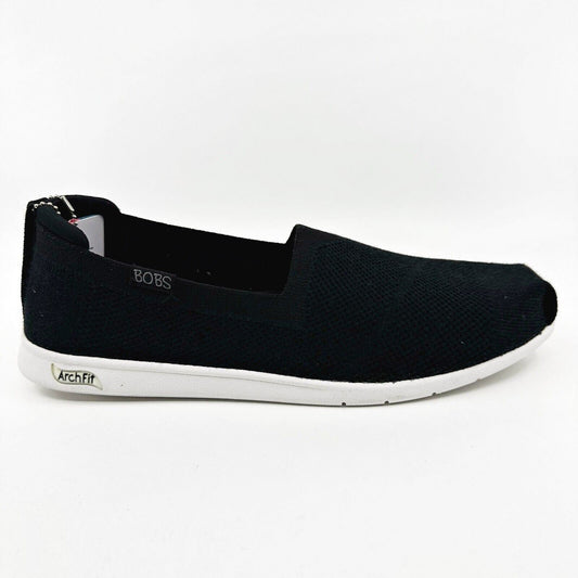 Skechers Arch Fit Plush Breeze Babe Black Womens Slip On Shoes