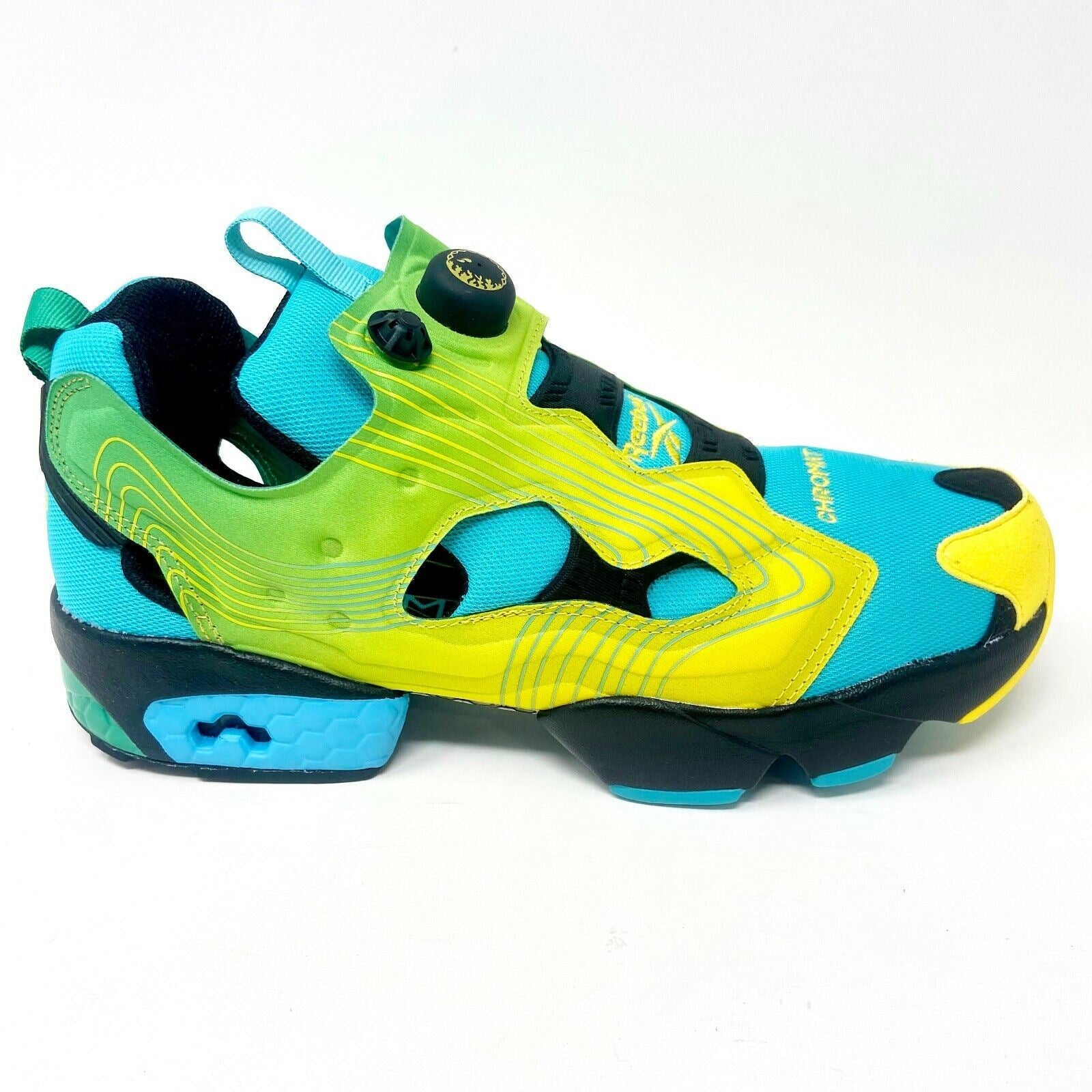 Reebok Instapump Fury Chromat Emerald Yellow Glacier Blue Mens Sneaker FY0825