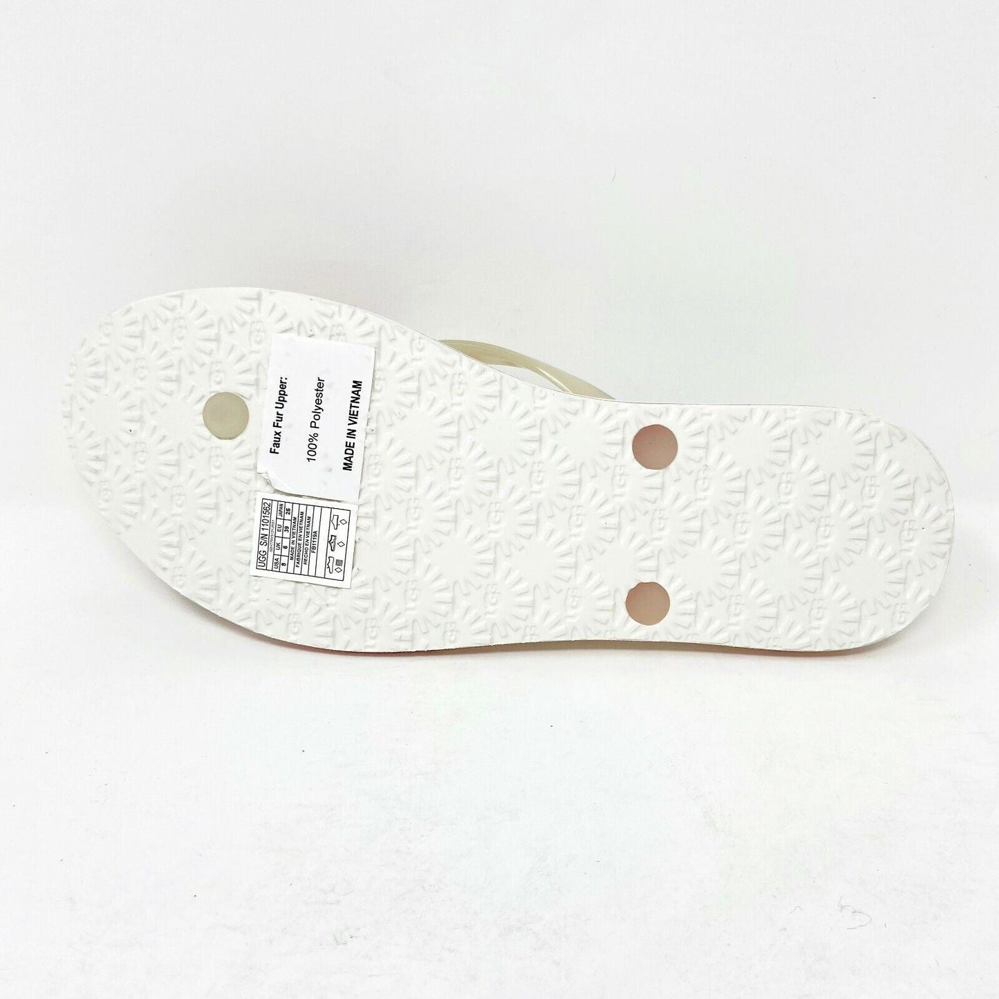 UGG Simi Fluff Manifesto White Red Womens Flip Flop Sandals 1101562 JSM