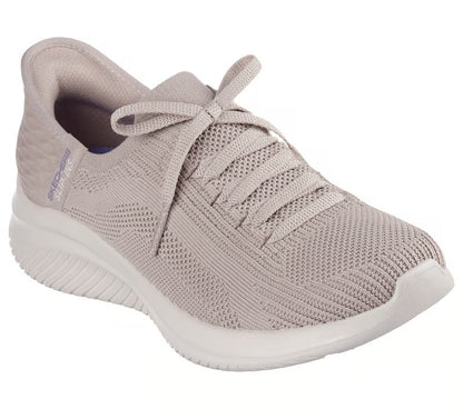 Women's Wide Fit Skechers 149710 Slip-ins Ultra Flex 3.0 Brilliant Trainers - Taupe