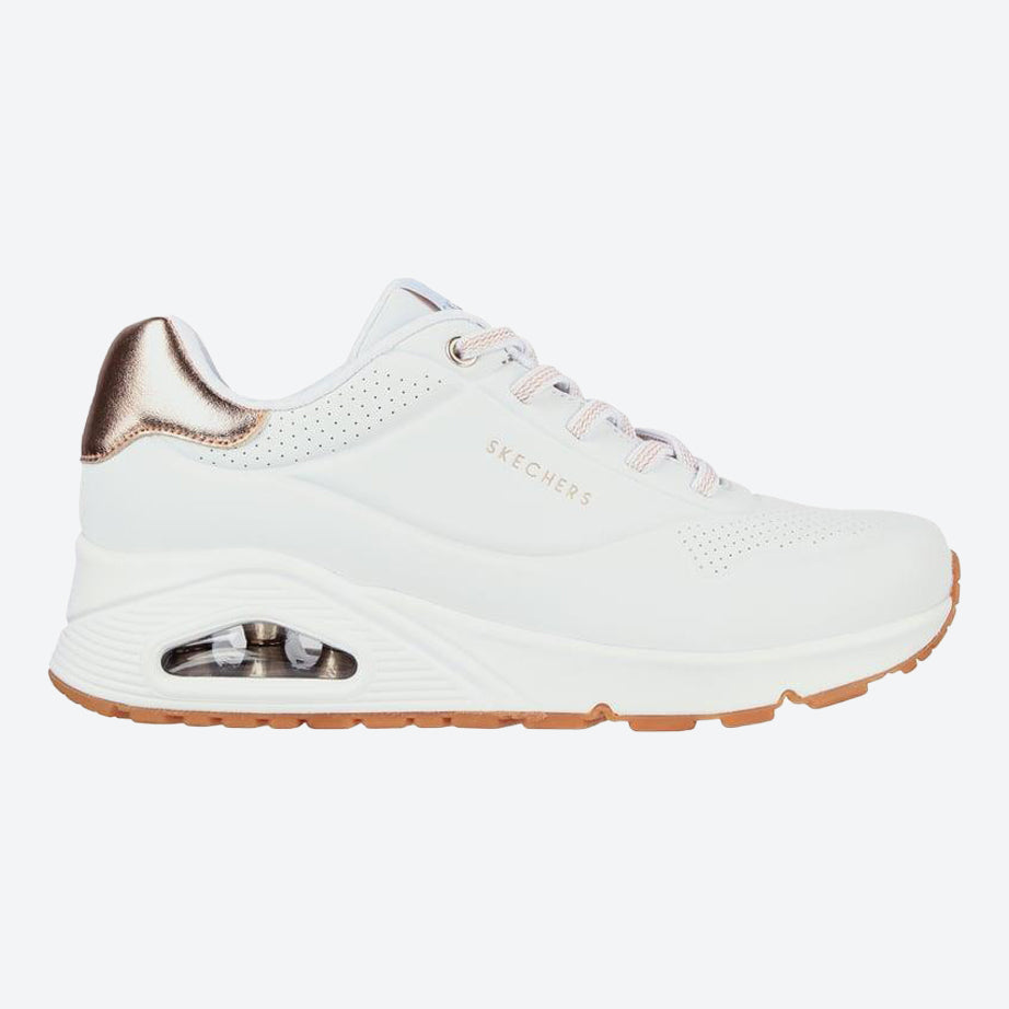 Women's Wide Fit Skechers Uno 155196W Shimmer Away Trainers
