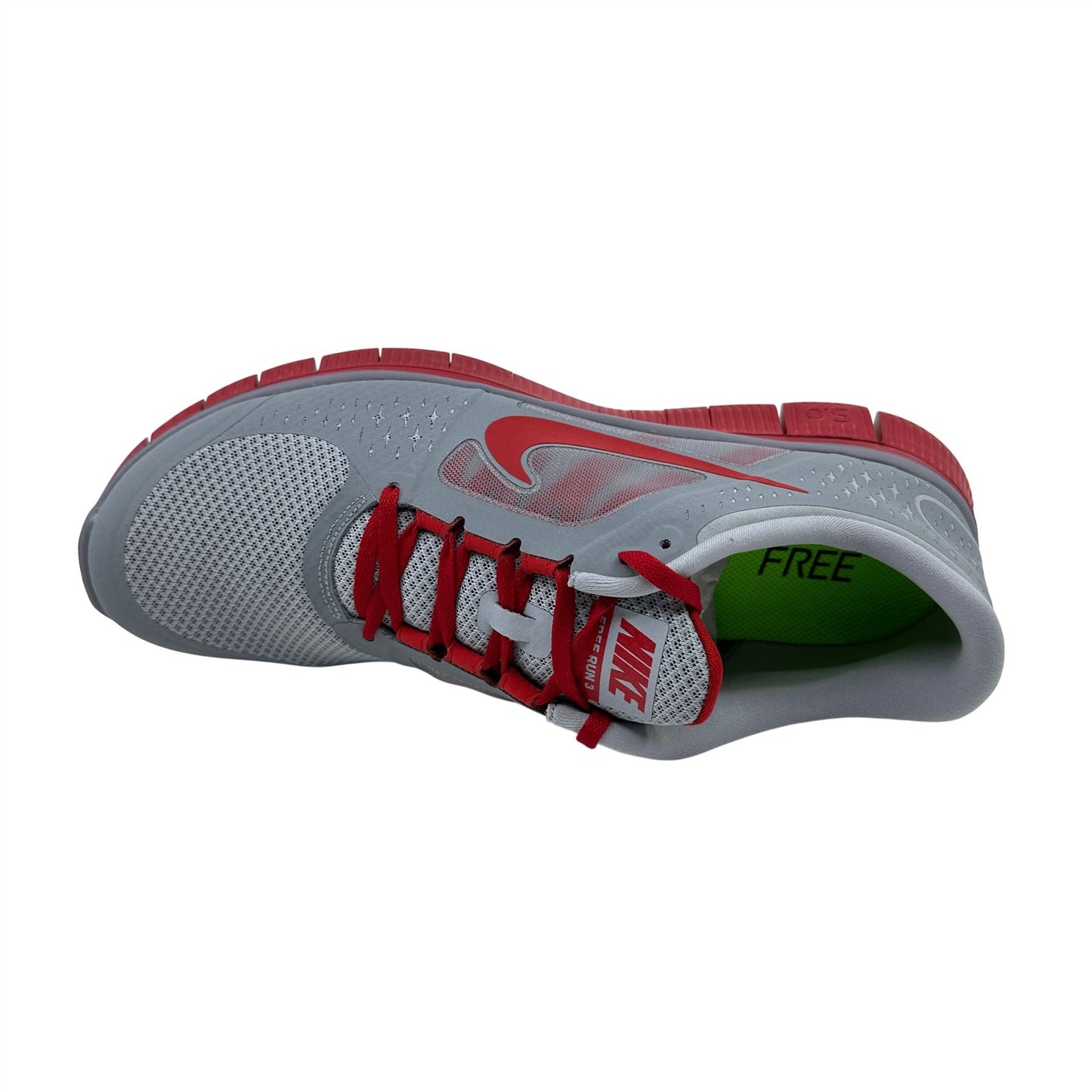 Nike Free Run+ 3 Wolf Grey Gym Red Mens Athletic Sneaker