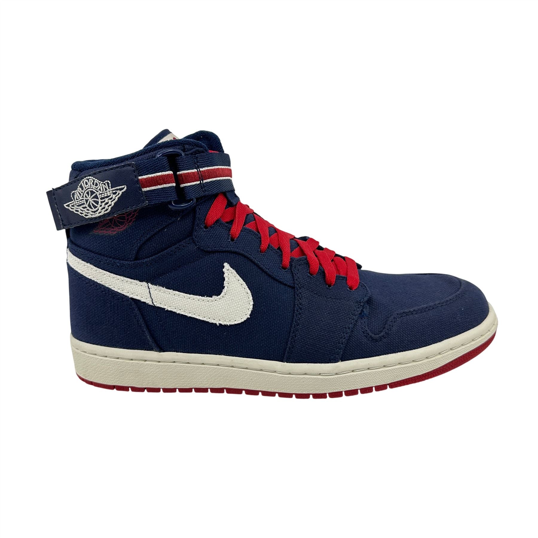 Jordan 1 High Strap Midnight Navy Varsity Red Mens Athletic Olympic Sneaker