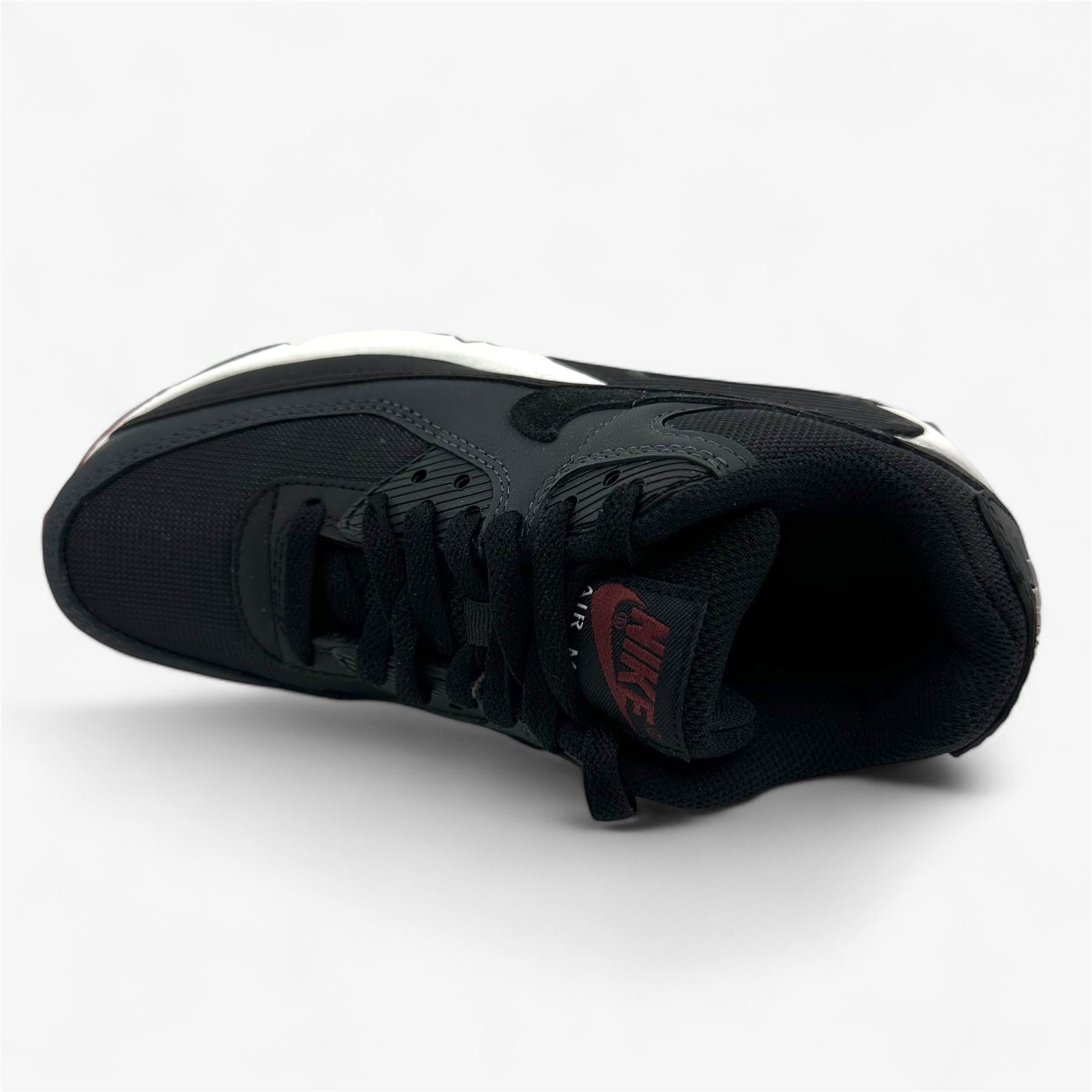 Nike Air Max 90 Leather GS Anthracite Black Team Red Kids Athletic Sneaker