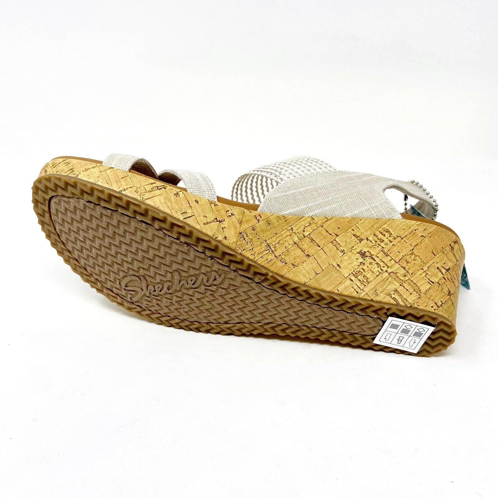 Skechers Beverlee High Tea Natural Womens Foam Wedge Strap Casual Sandals