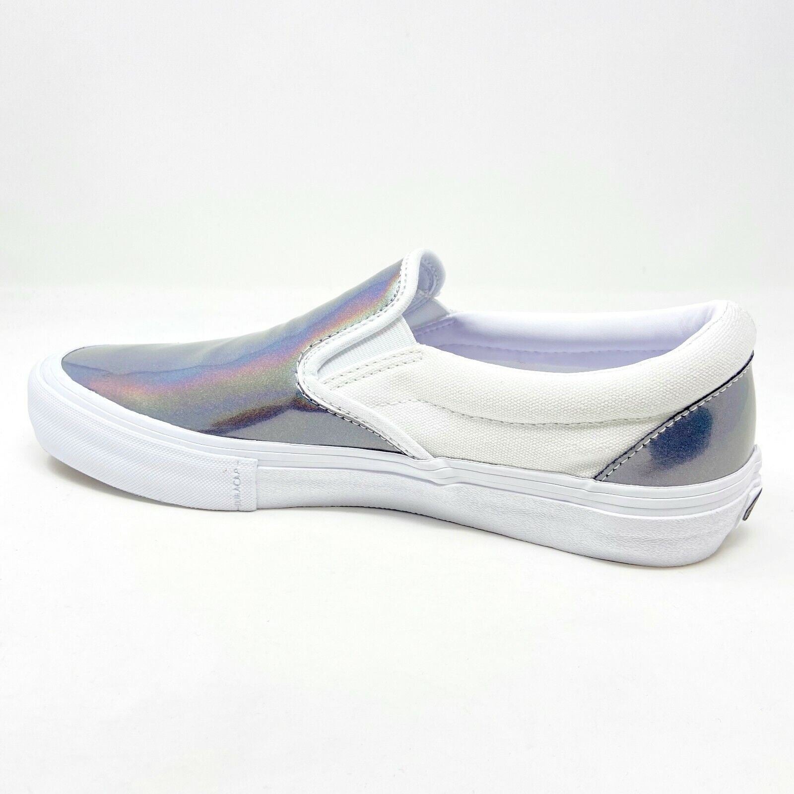 Vans Slip On Pro (Iridescent) Silver True White Womens Laceless Shoes Sneakers