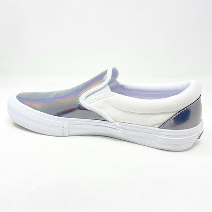 Vans Slip On Pro (Iridescent) Silver True White Womens Laceless Shoes Sneakers