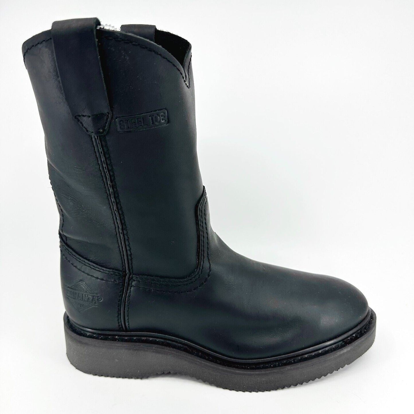 Bonanza 10" Wellington Goodyear Welt Black Leather Mens Steel Toe Boots BAT102