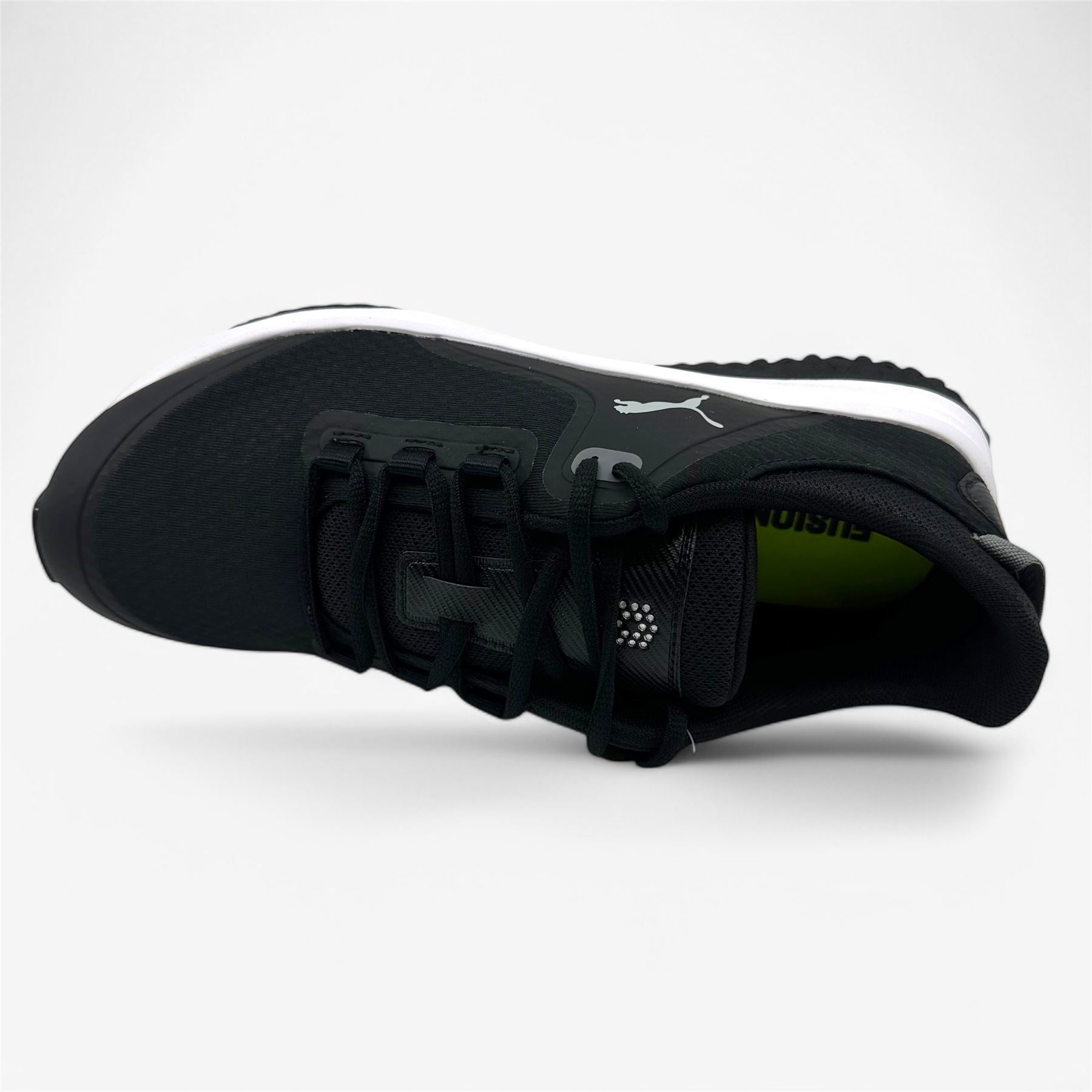 PUMA Fusion Grip Black Silver Quiet Shade Mens Extra Wide Spikeless Golf Shoes