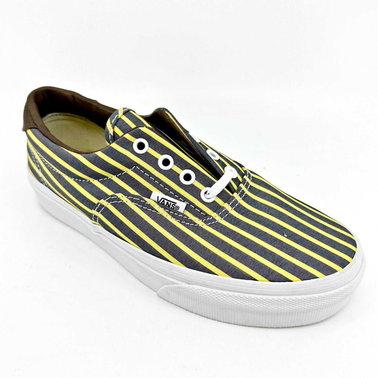 VANS Era 59 (Stripes) Yellow True White Womens Size 5.5 Casual Sneakers