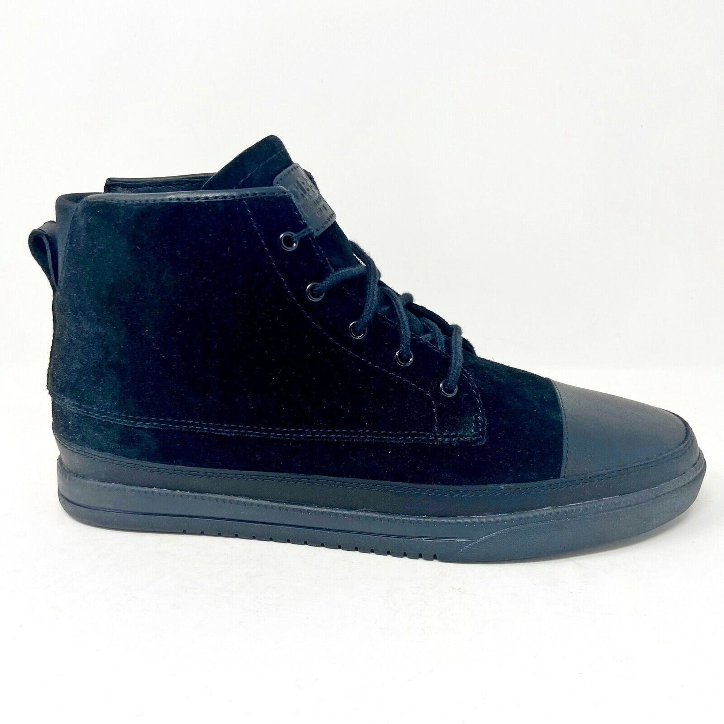 Clae Chambers Black Waxed Suede Mens Mid Premium Casual Sneakers