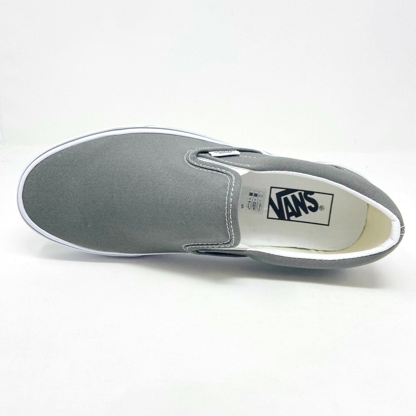 Vans Classic Slip On Charcoal Gray White Womens Casual Shoes