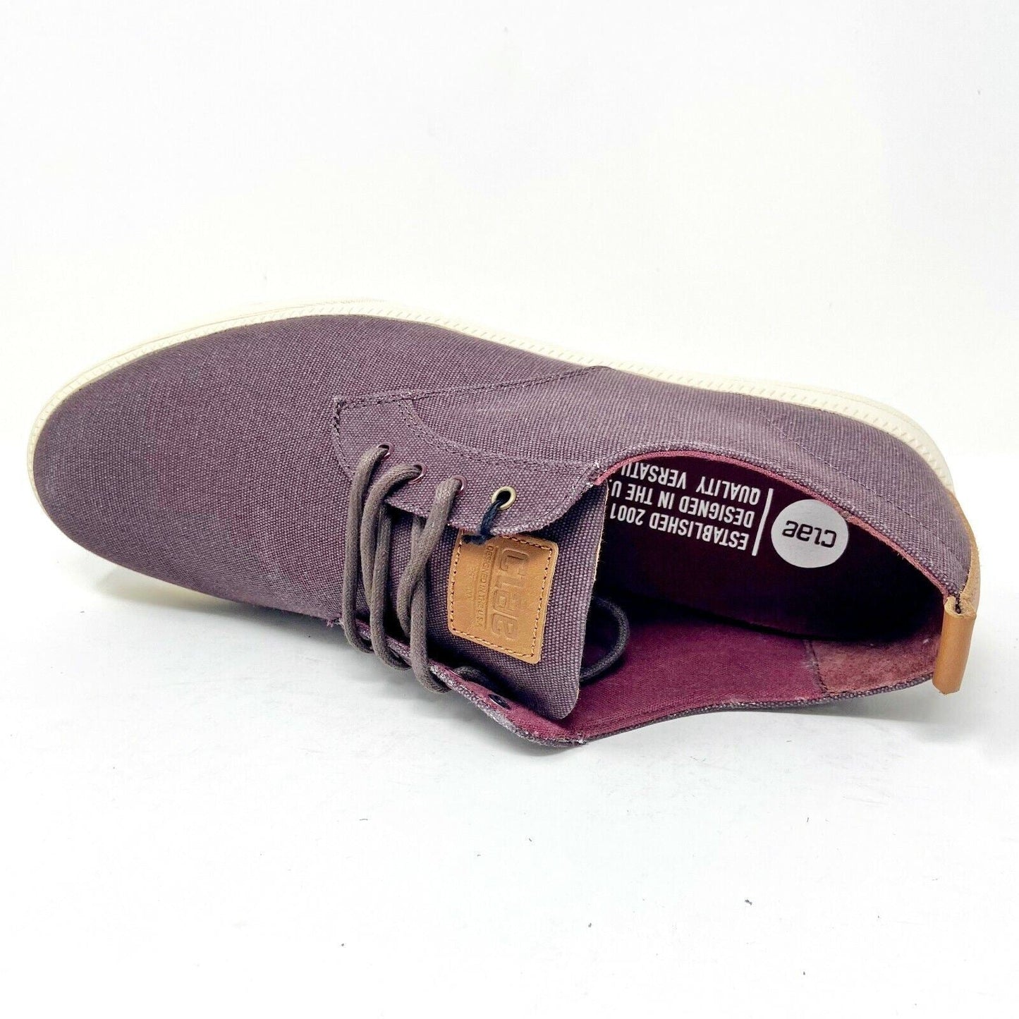 Clae Ellington Textile Oxblood Canvas Mens Casual Premium Shoes Sneakers