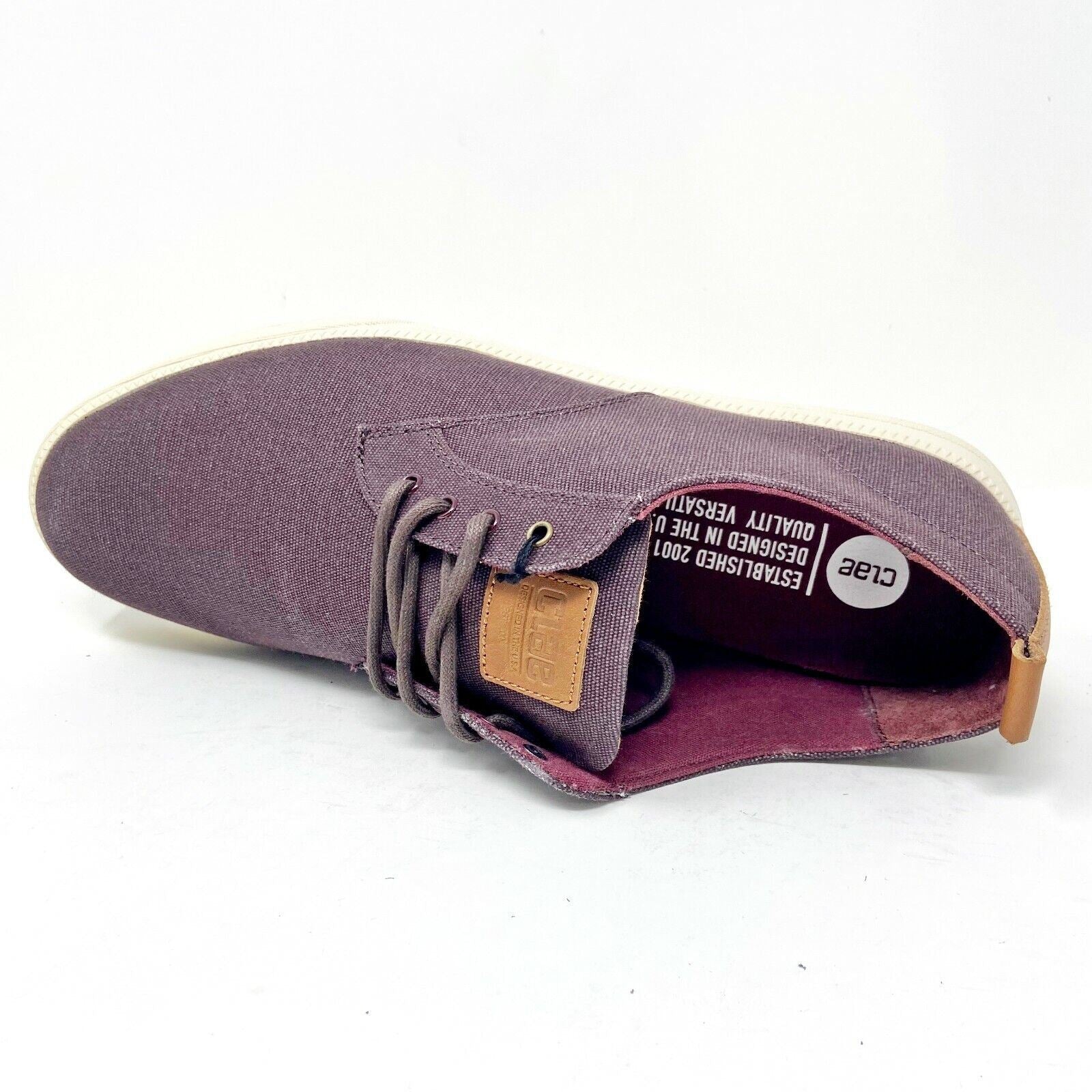 Clae Ellington Textile Oxblood Canvas Mens Casual Premium Shoes Sneakers