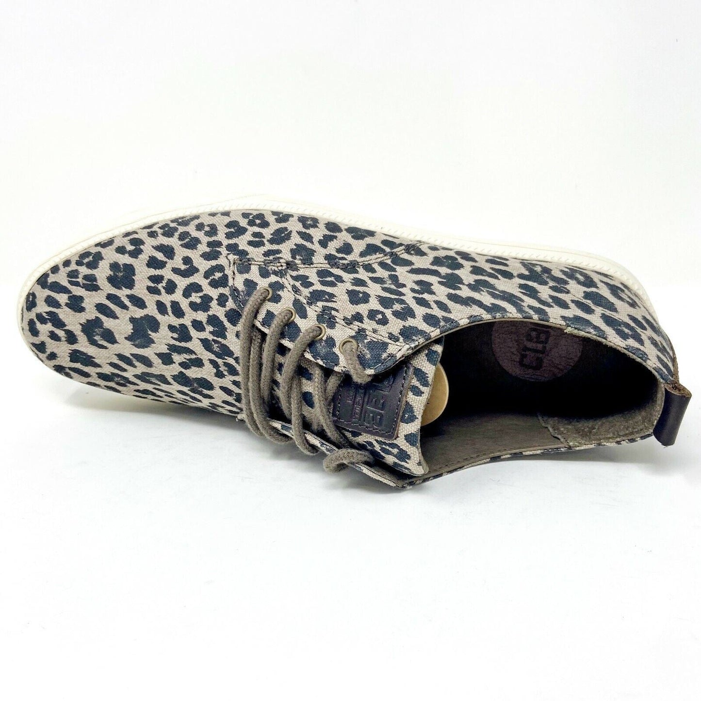 Clae Ellington Textile Umber Leopard Print Canvas Mens Casual Shoes Sneakers
