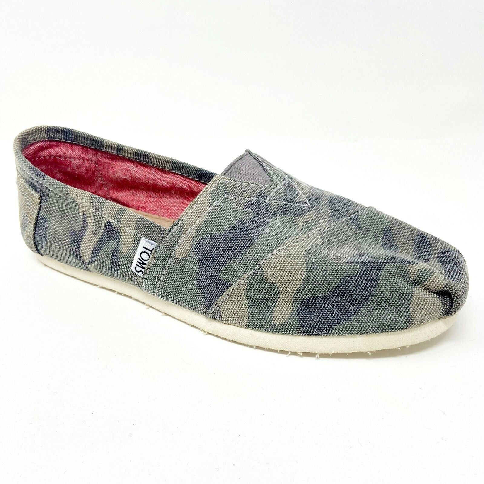 Toms Classics Washed Camo Canvas Womens  Slip On Casual Canvas Flat Shoes