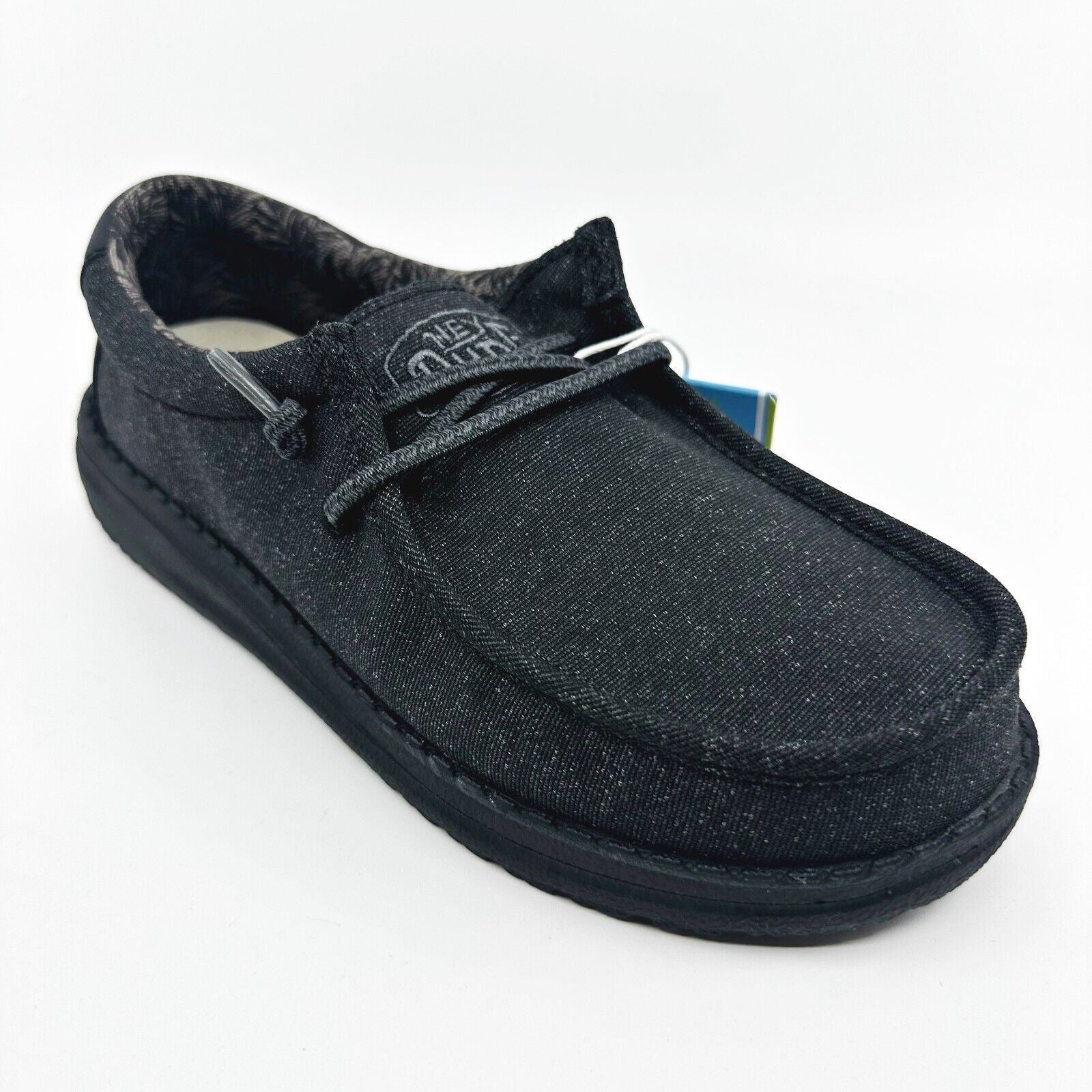 Hey Dude Wally Youth Basic Black Kids Comfort Slip On Shoes