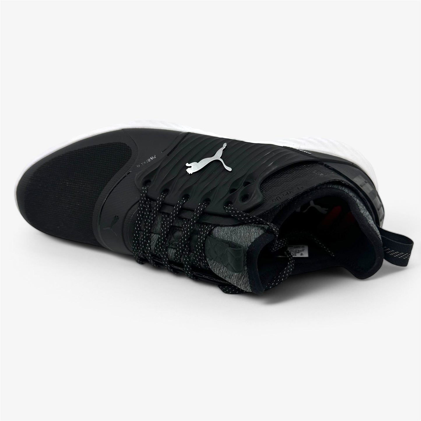 PUMA Ignite Pwradapt Caged Black Silver Mens Wide Waterproof Golf Shoes