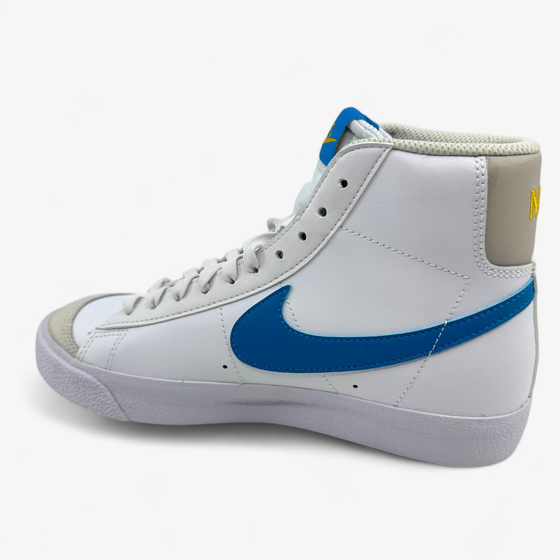 Nike Blazer Mid '77 (GS) White Laser Blue Yellow Ochre Kids Athletic Sneaker