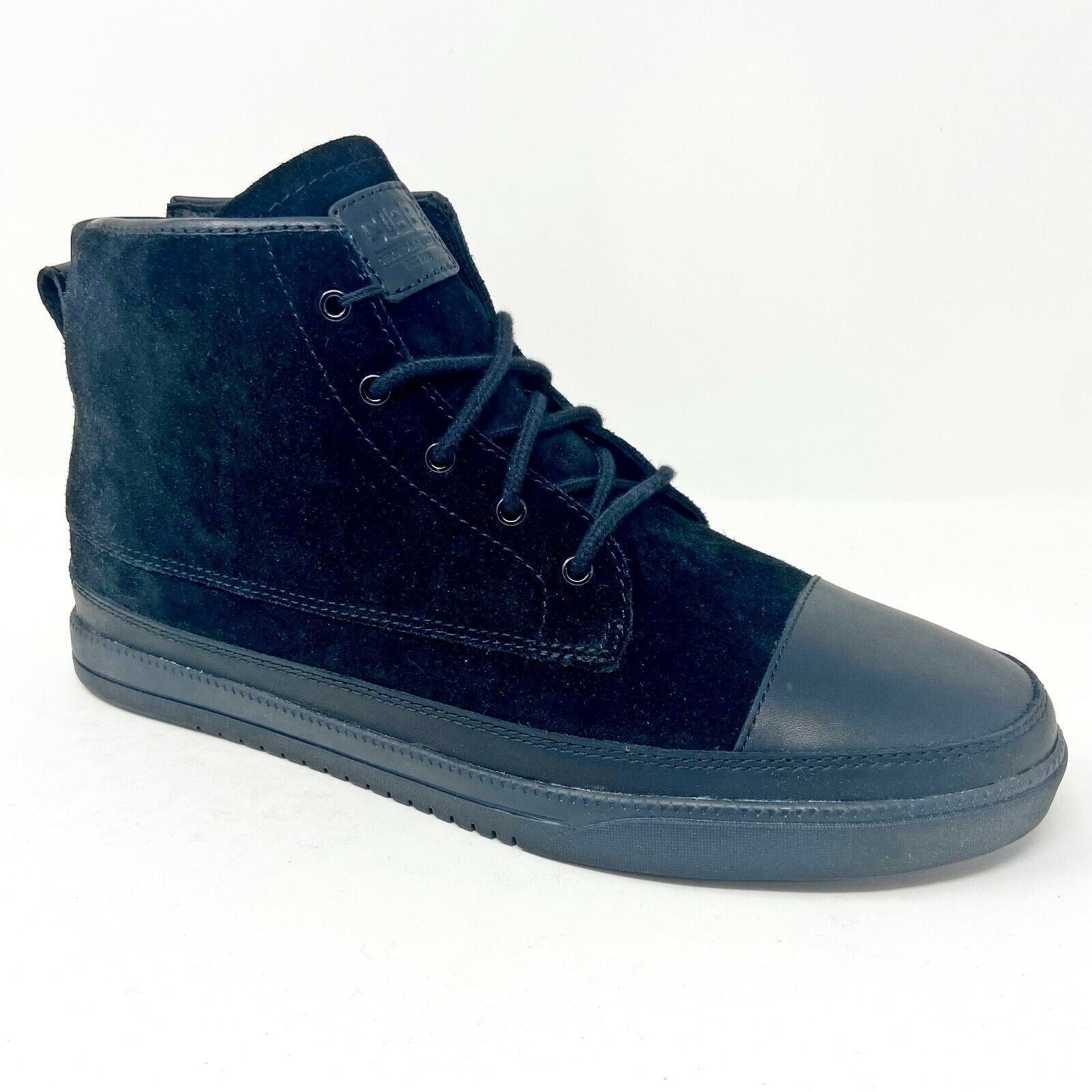 Clae Chambers Black Waxed Suede Mens Mid Premium Casual Sneakers