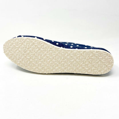 Toms Classics Navy Polka Dot Linen Womens Slip On Casual Canvas Flat Shoes