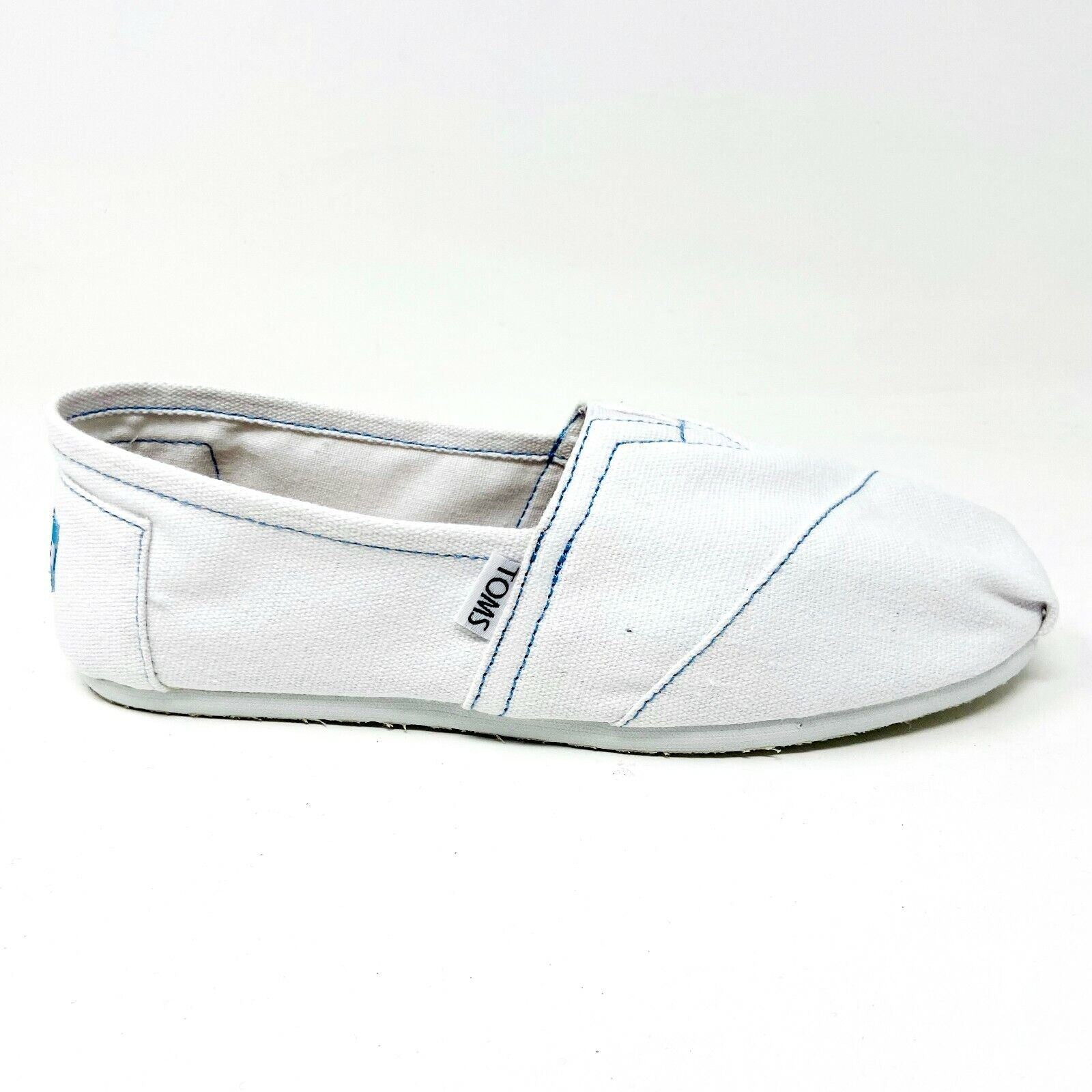 Toms Classics White Womens Slip On Casual Canvas Flat Shoes