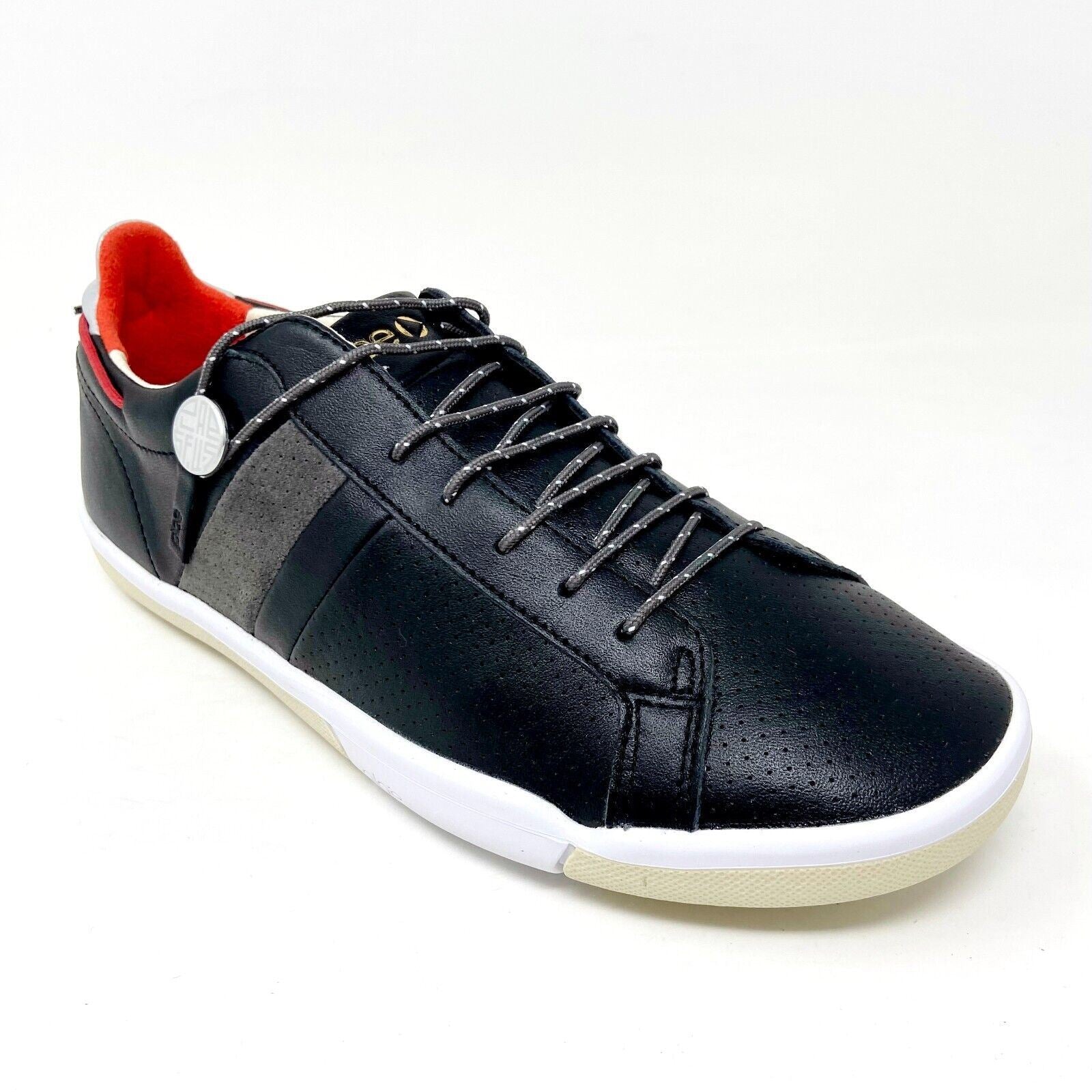 Plae Mulberry Black Red Full Grain Leather Mens Casual Sneakers 552010 001