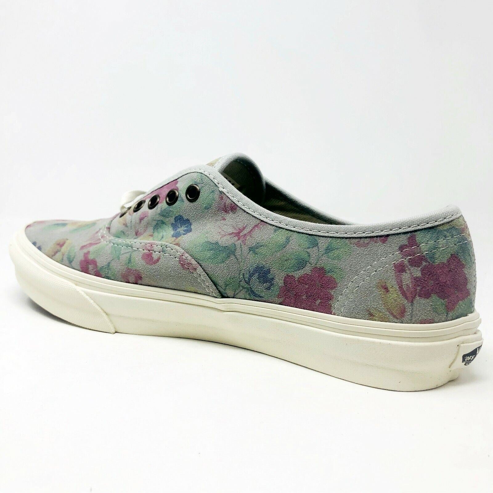Vans Authentic Slim (Suede Floral) Marshmallow Gray Womens Casual Shoes