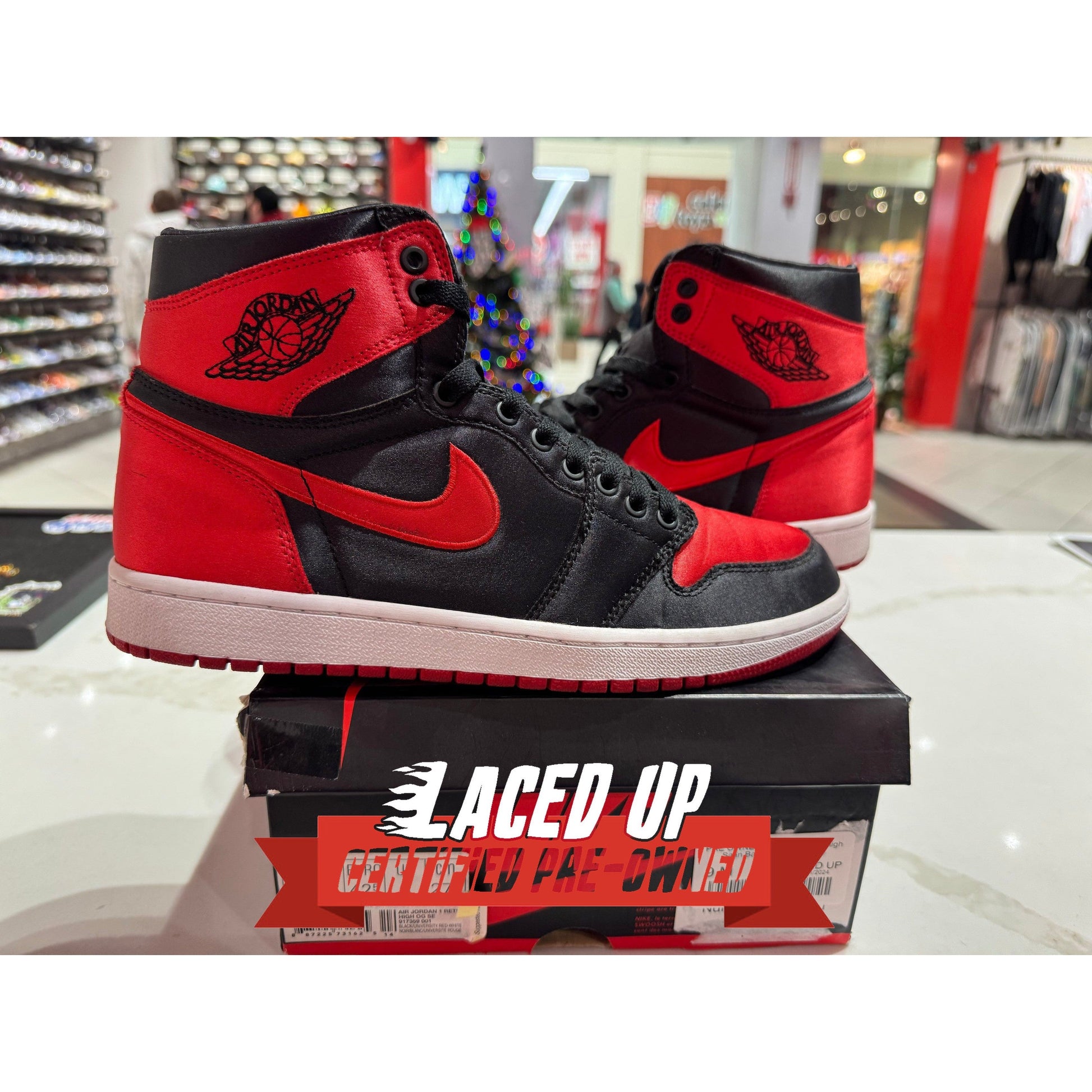 PRE OWNED Jordan 1 Retro High Satin Banned (Numbered)