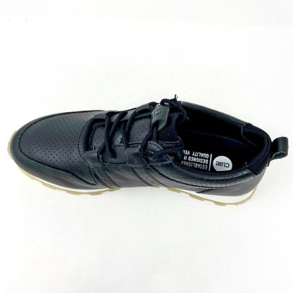 Clae Mills Black Perf Tumbled Leather Mens Casual Sneakers