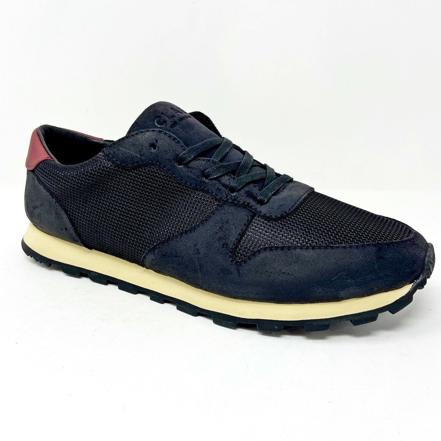 Clae Hayward Black Waxed Suede Merlot Mens Size 9.5 Trainers Casual Sneakers