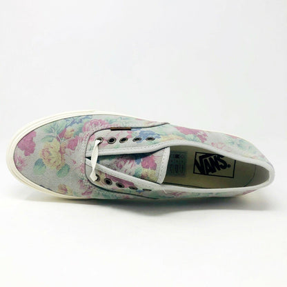 Vans Authentic Slim (Suede Floral) Marshmallow Gray Womens Casual Shoes