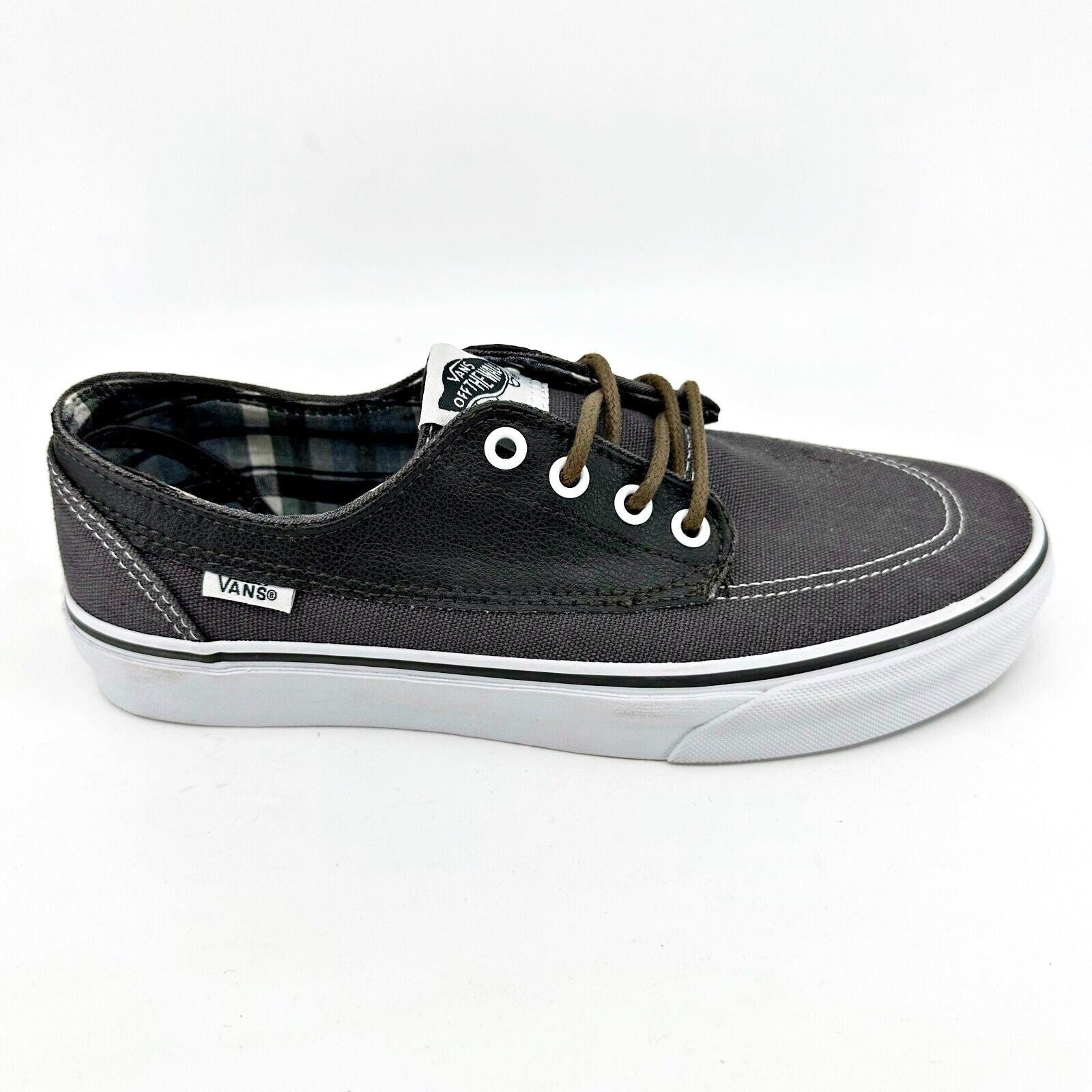 VANS Brigata (Leather Plaid) Asphalt Beluga Gray Womens Size 8 Casual Sneakers