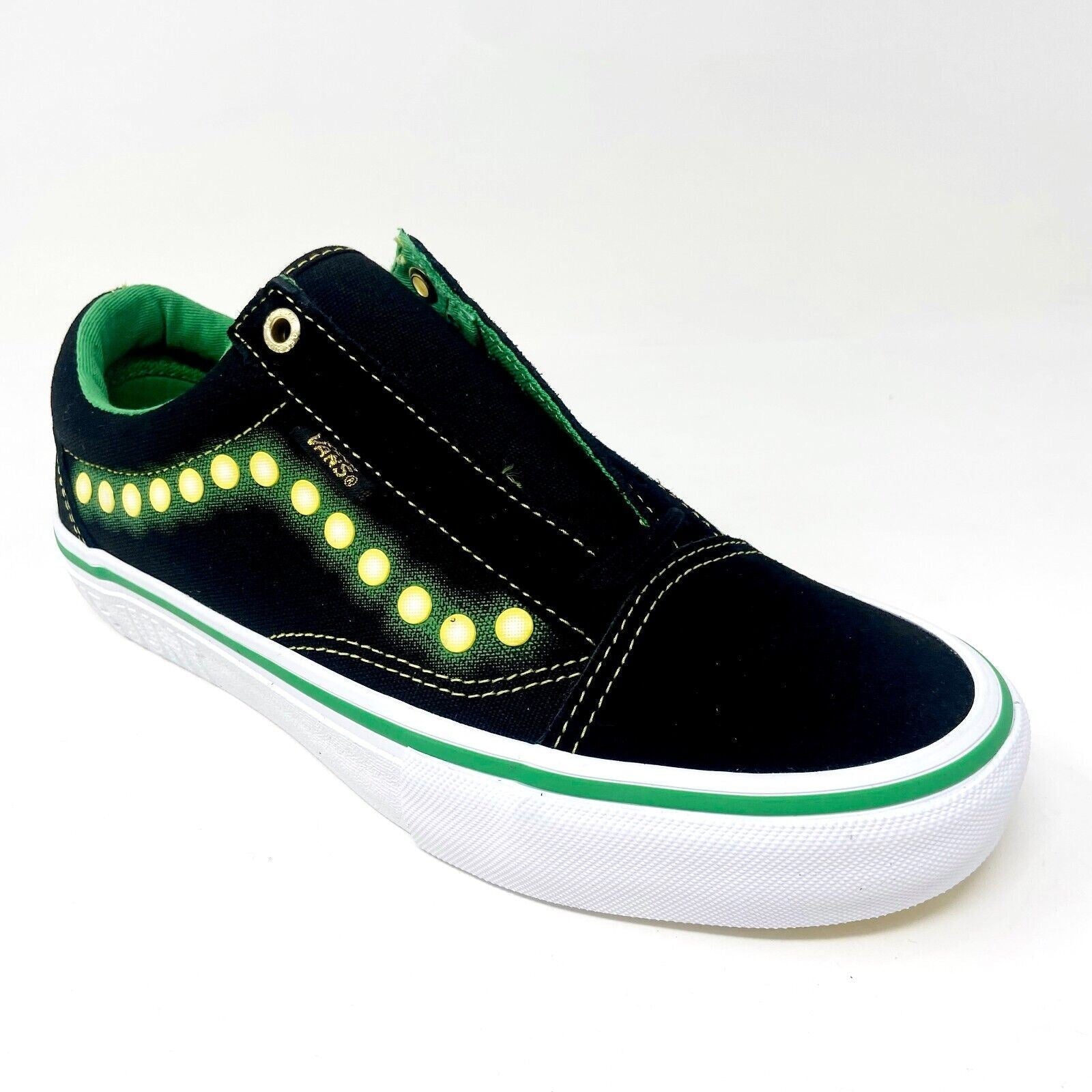 Vans Old Skool Pro (Shake Junt) Black White Green Mens Suede Shoes Sneakers