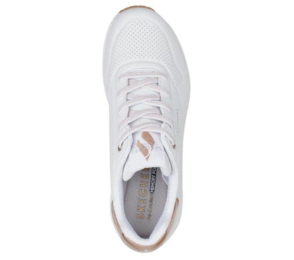 Women's Wide Fit Skechers Uno 155196W Shimmer Away Trainers