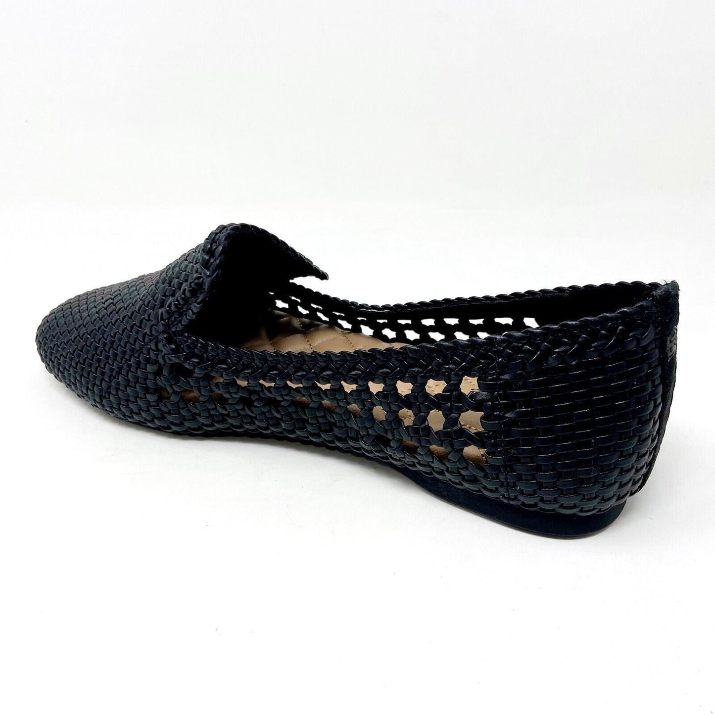 Birdies The Starling Black Woven Womens Vegan Leather Slip On Flats Loafers