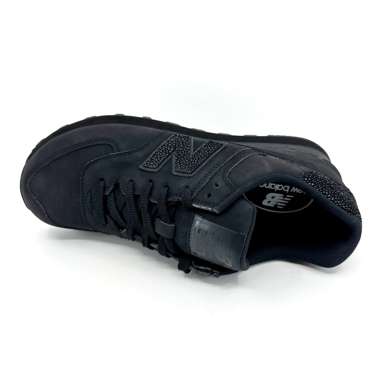 New Balance 574 Classics Triple Black Caviar Mens Leather Sneakers ML574BEX
