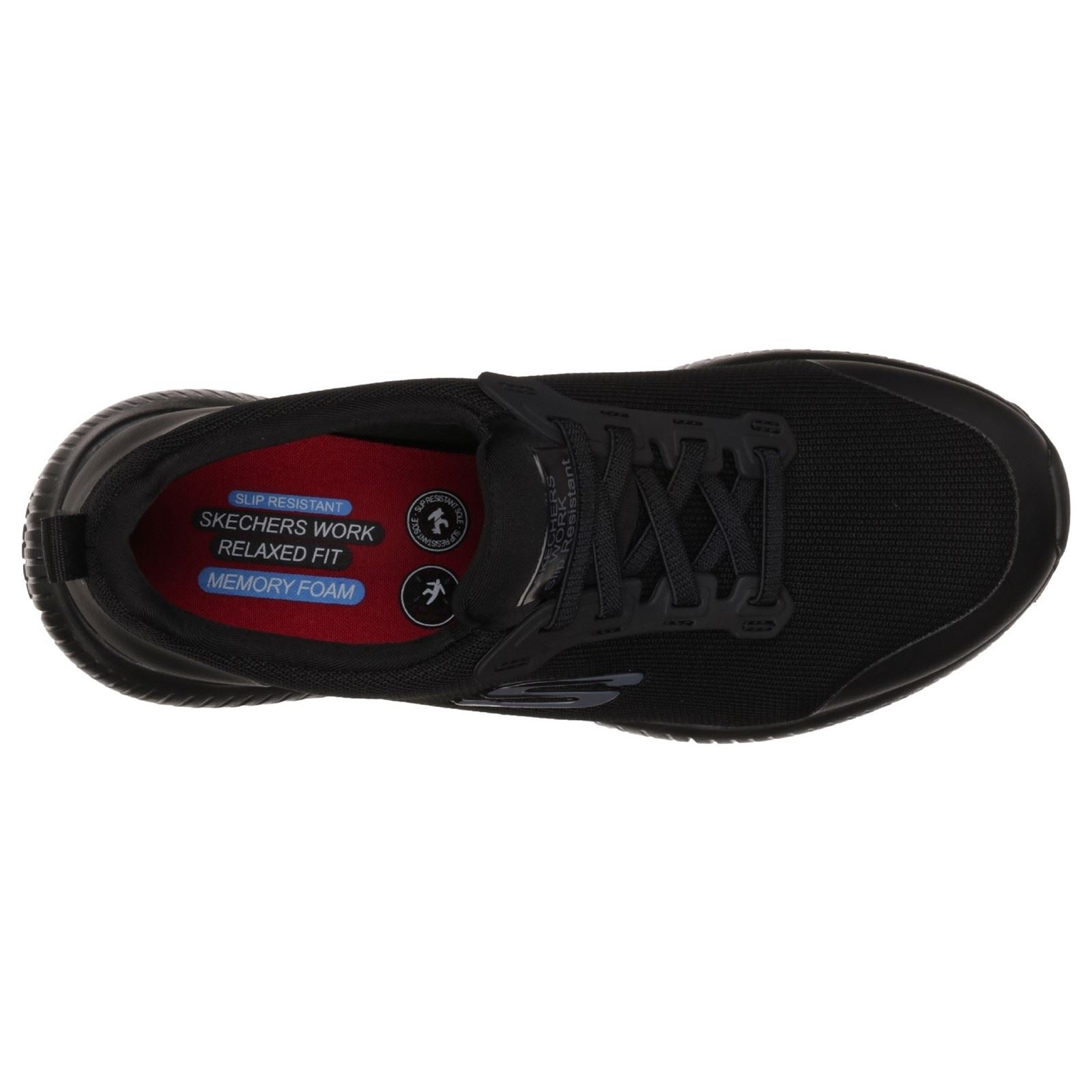 Women's Wide Fit Skechers 77222WEC Squad SR Occupational Trainers - Black