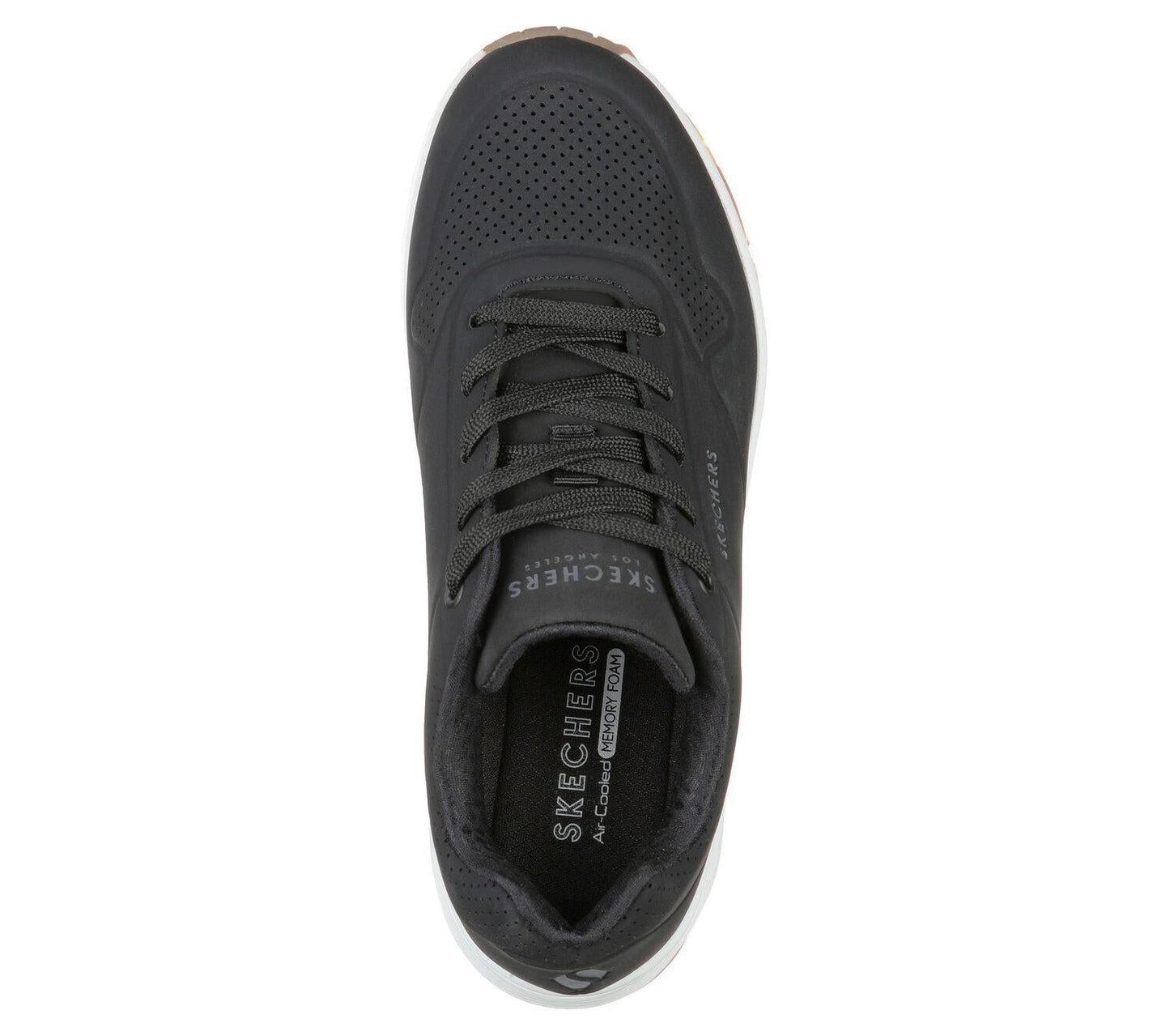 Women's Wide Fit Skechers 73690 Uno Stand On Air Walking Street Wear Trainers - Black/White