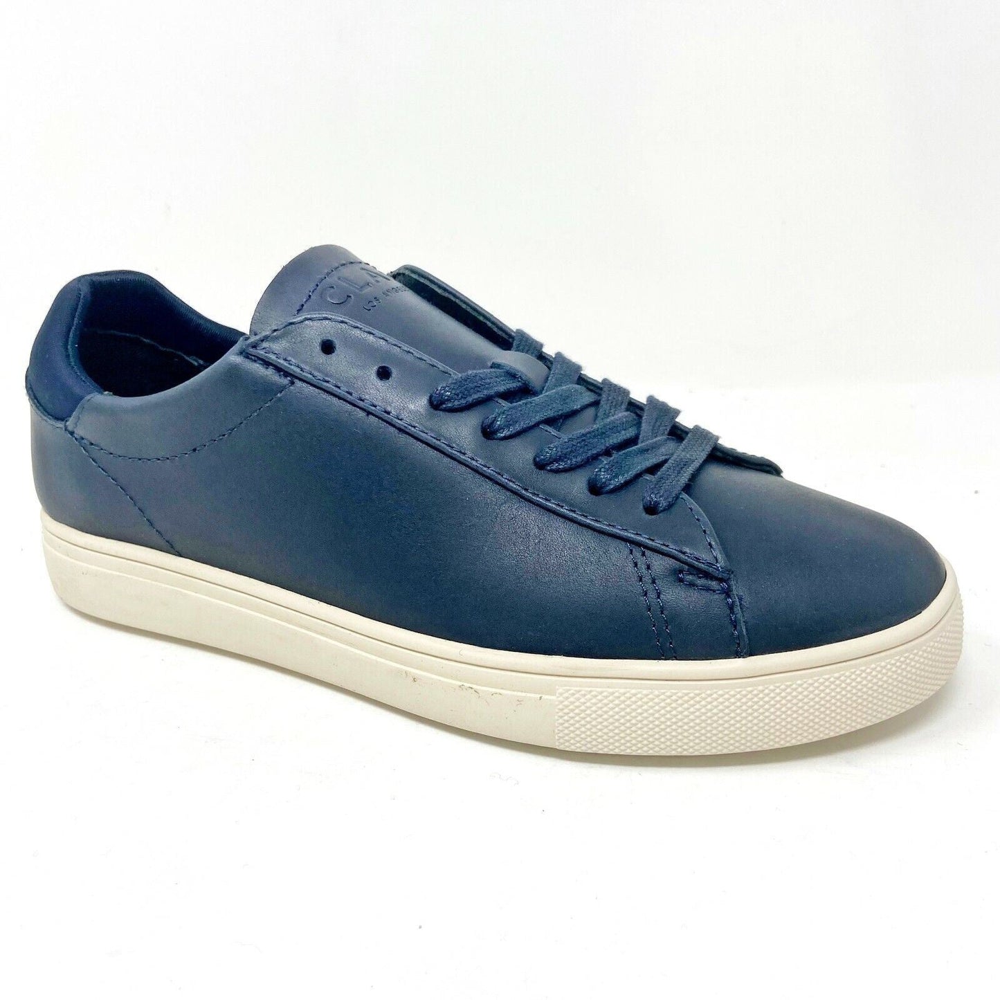 Clae Bradley Navy Full Grain Leather Mens Premium Casual Sneakers
