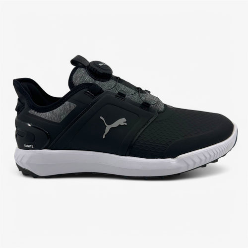 PUMA Ignite Elevate Disc Black Silver Mens Waterproof Golf Shoes