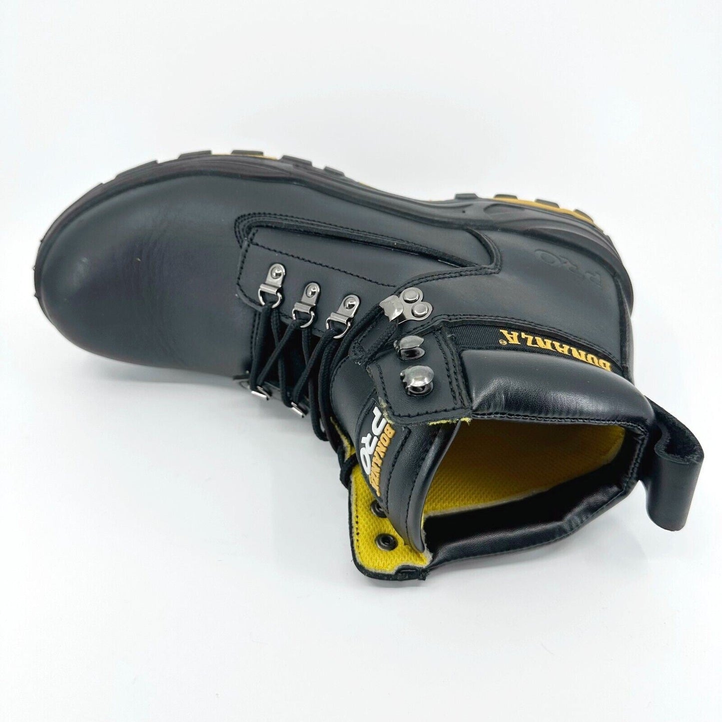 Bonanza Pro Mens Black 6" PU Injected Full Grain Leather Soft Toe Work Boots