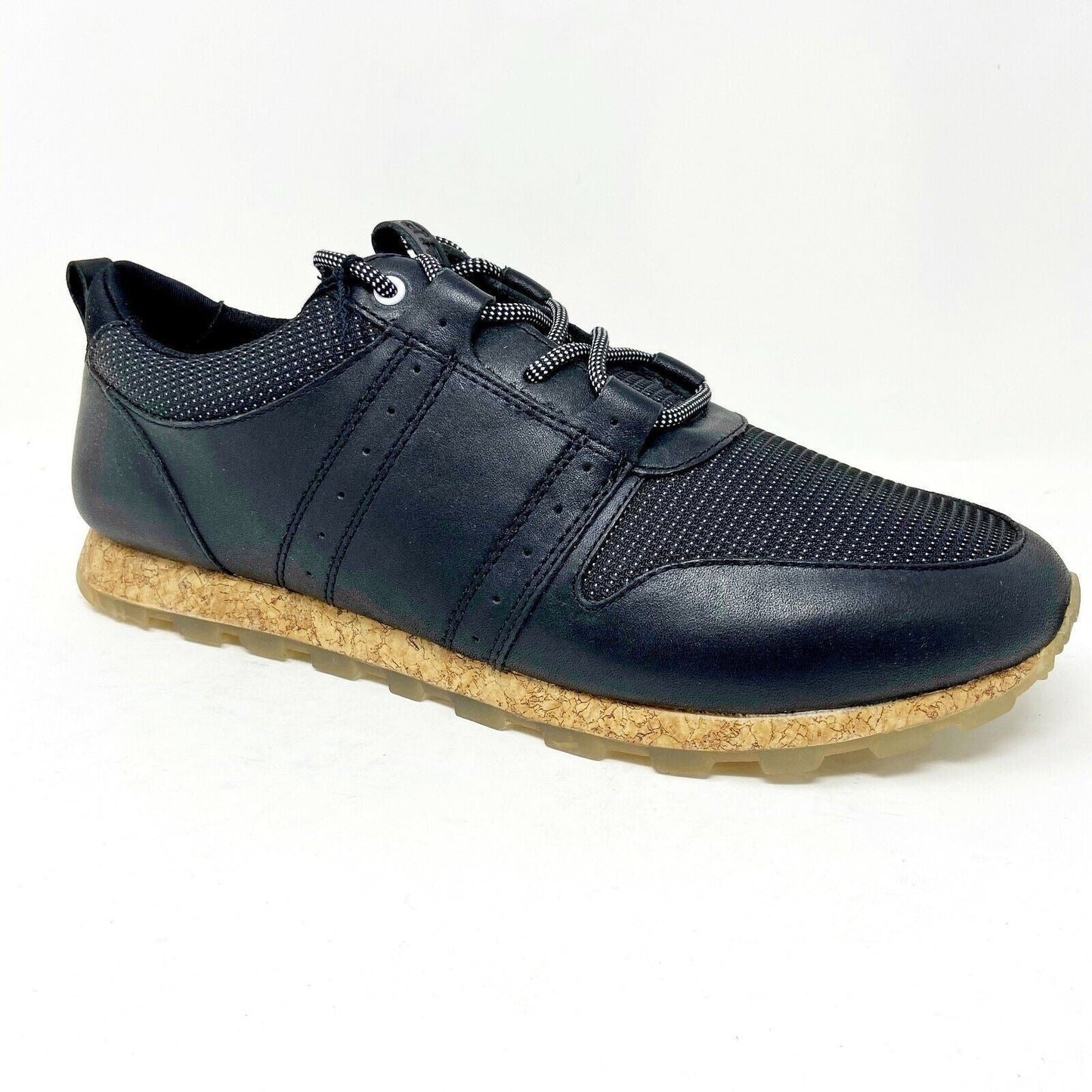 Clae Mills Black Leather Nylon Canvas Mens Casual Premium Sneakers